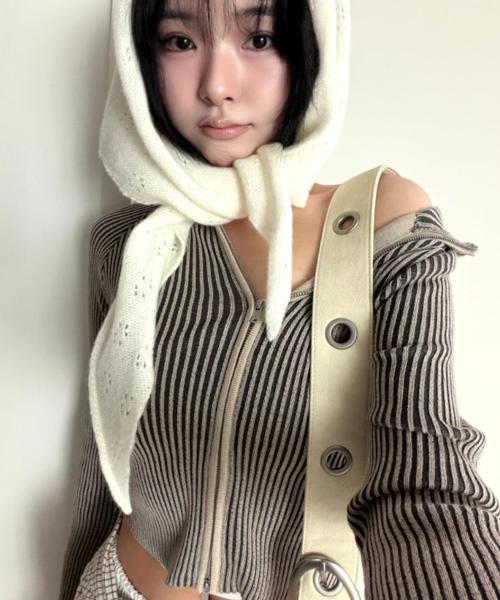 골지 투톤 니트 집업_MIWCKFT17T