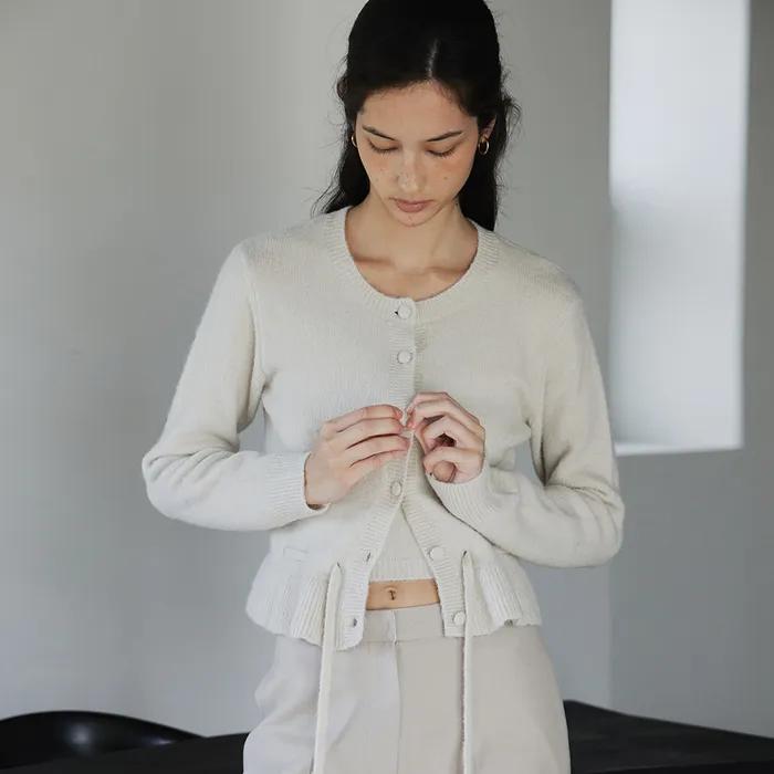 [2nd] FRILL BUTTON KNIT CARDIGAN_3COLOR