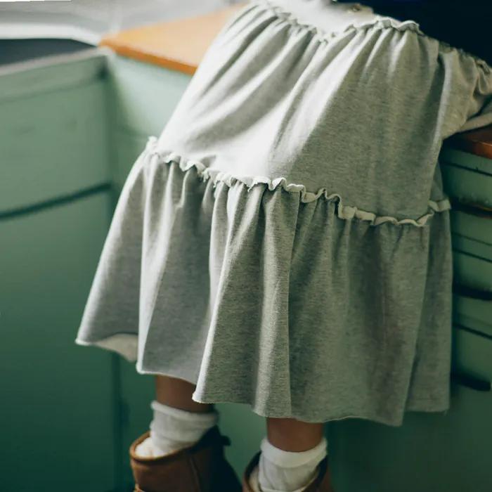 butterfly shirring skirts(GREY)