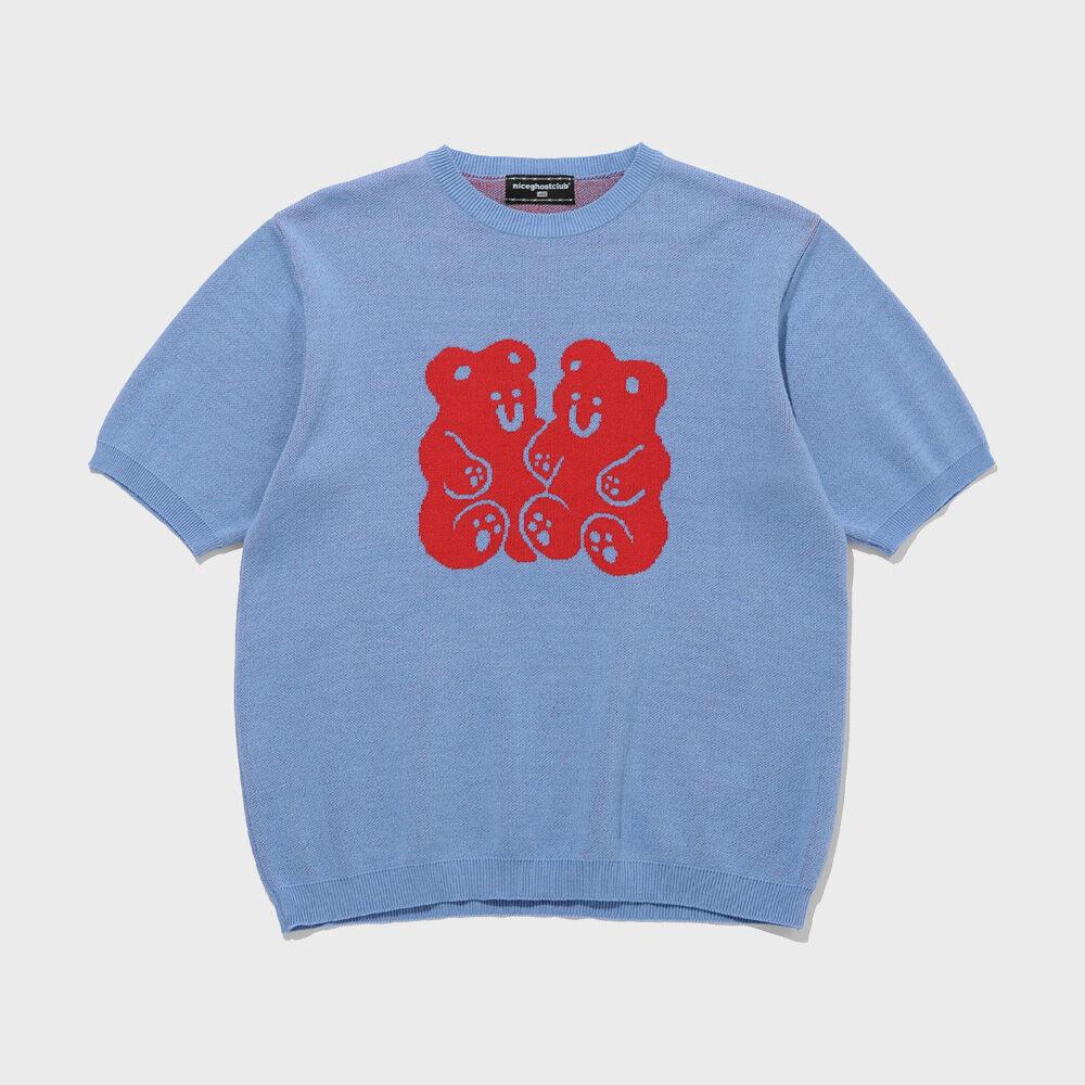 구미 베어 니트 하프 티_블루(NG2CFUK604A)