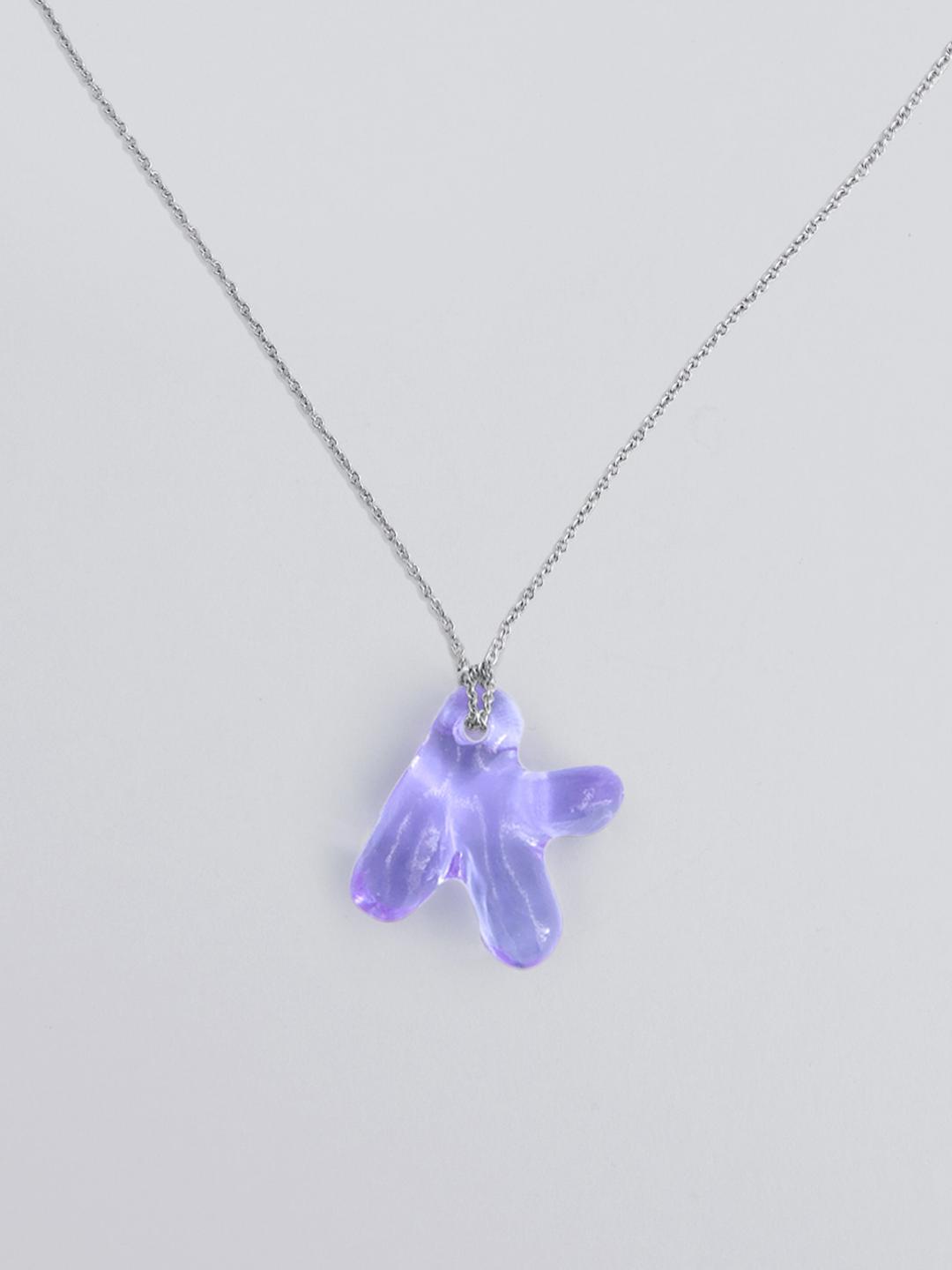 Mini Glace Initial K Necklace - Metal chain