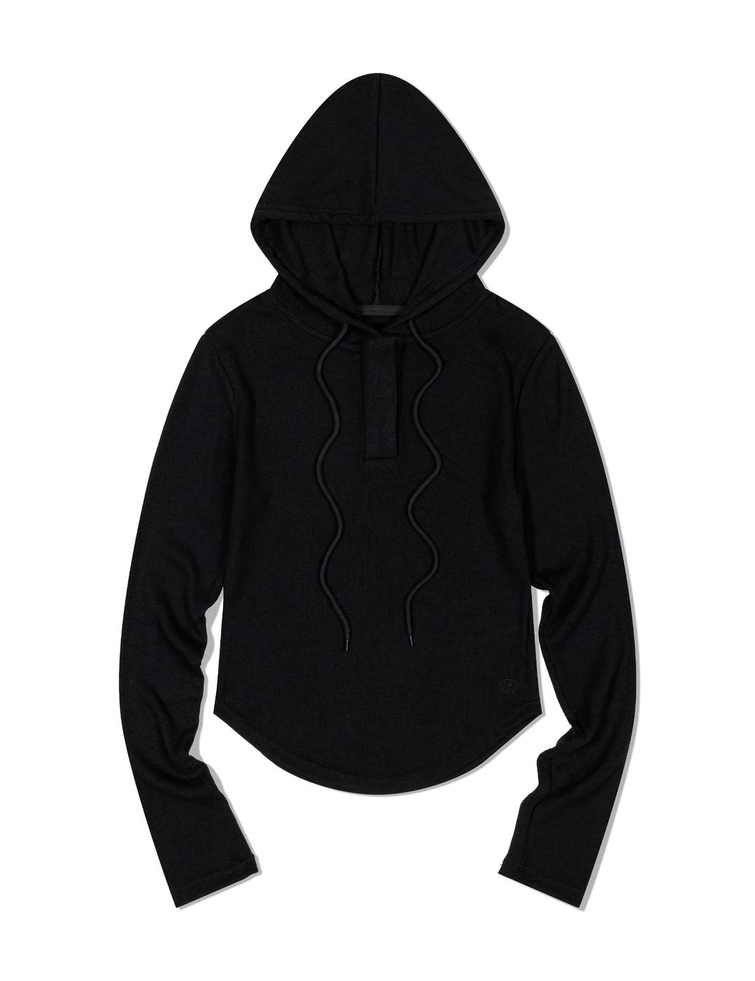 BASIC CROP HOODIE(BLACK)