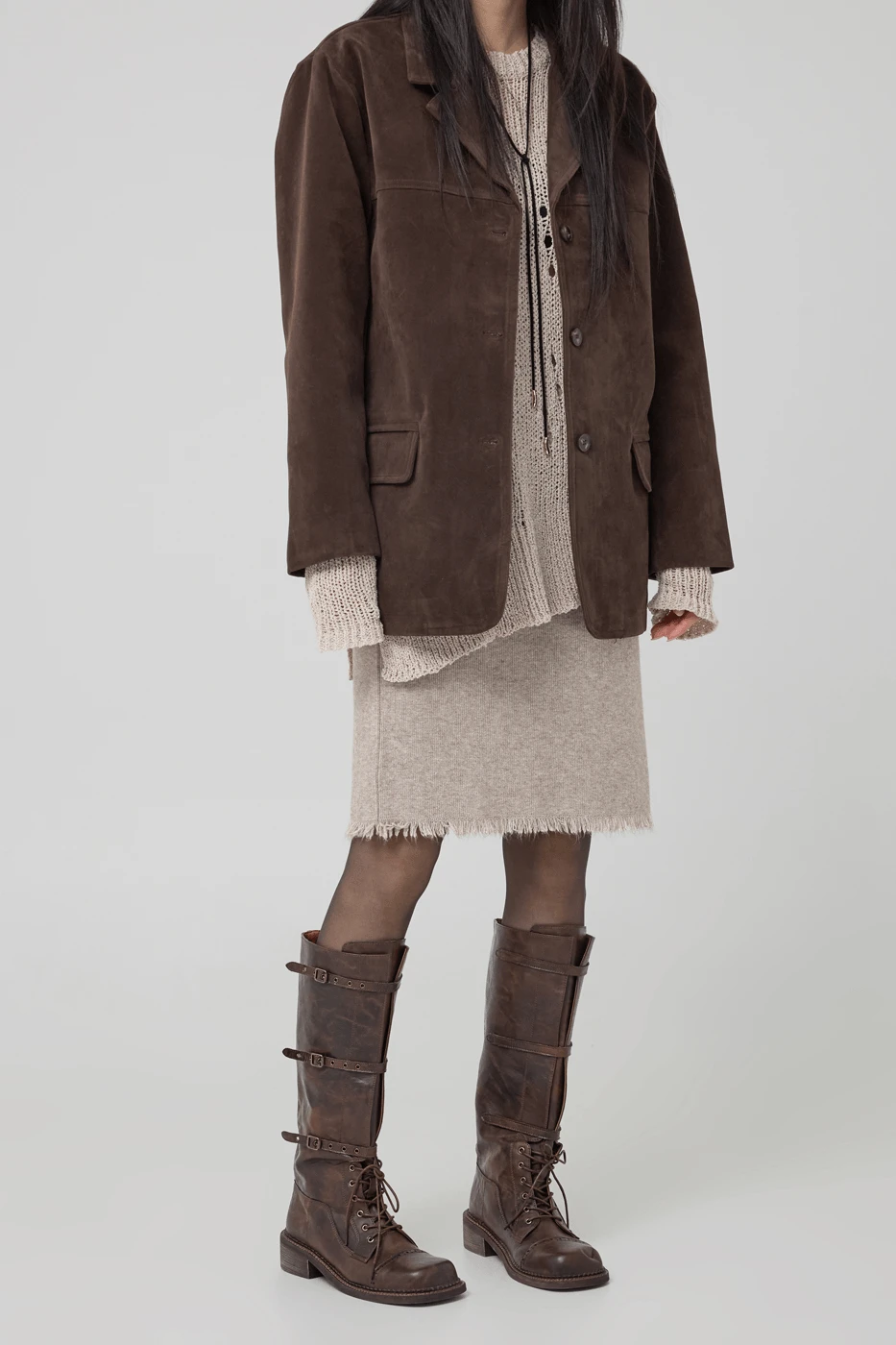 유러피 버클 롱 부츠