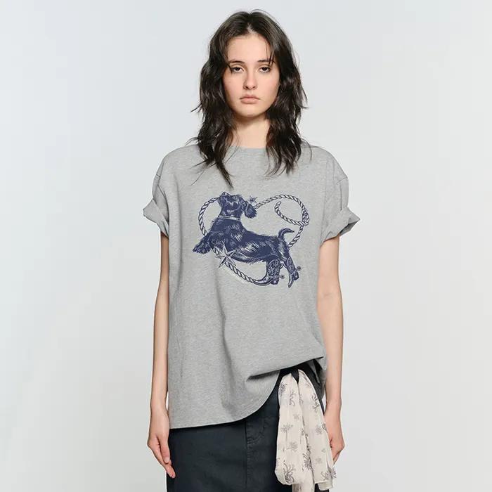 HEART DOG OVERFIT T-SHIRT, MELANGE GRAY