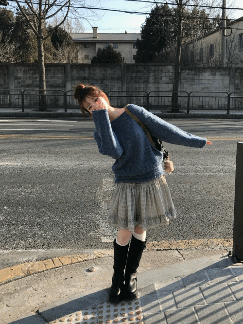 클로맨틱 sk - 보울 체크 미디스커트