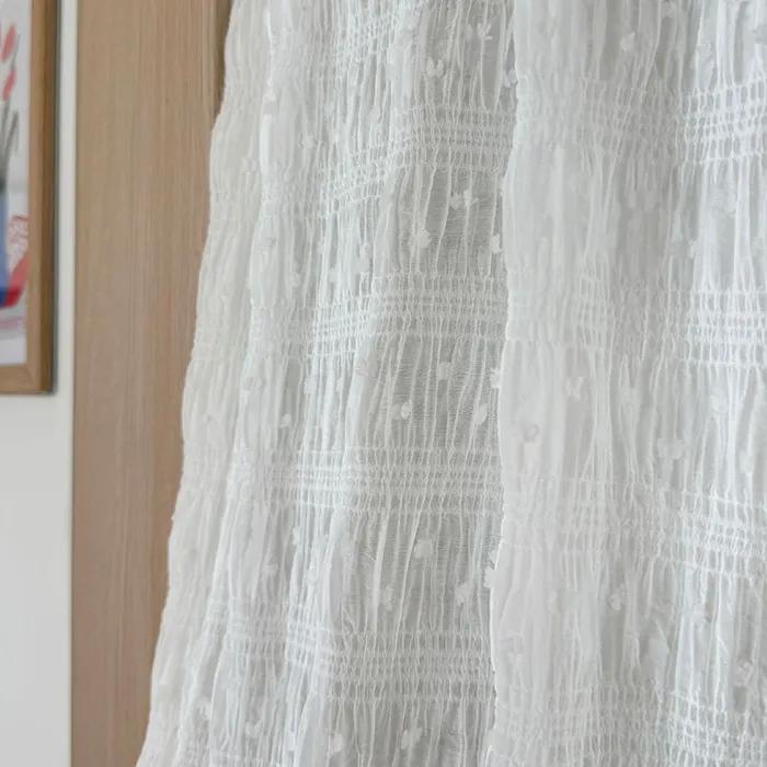 셔링 화이트 눈꽃 가리개 포인트 커튼