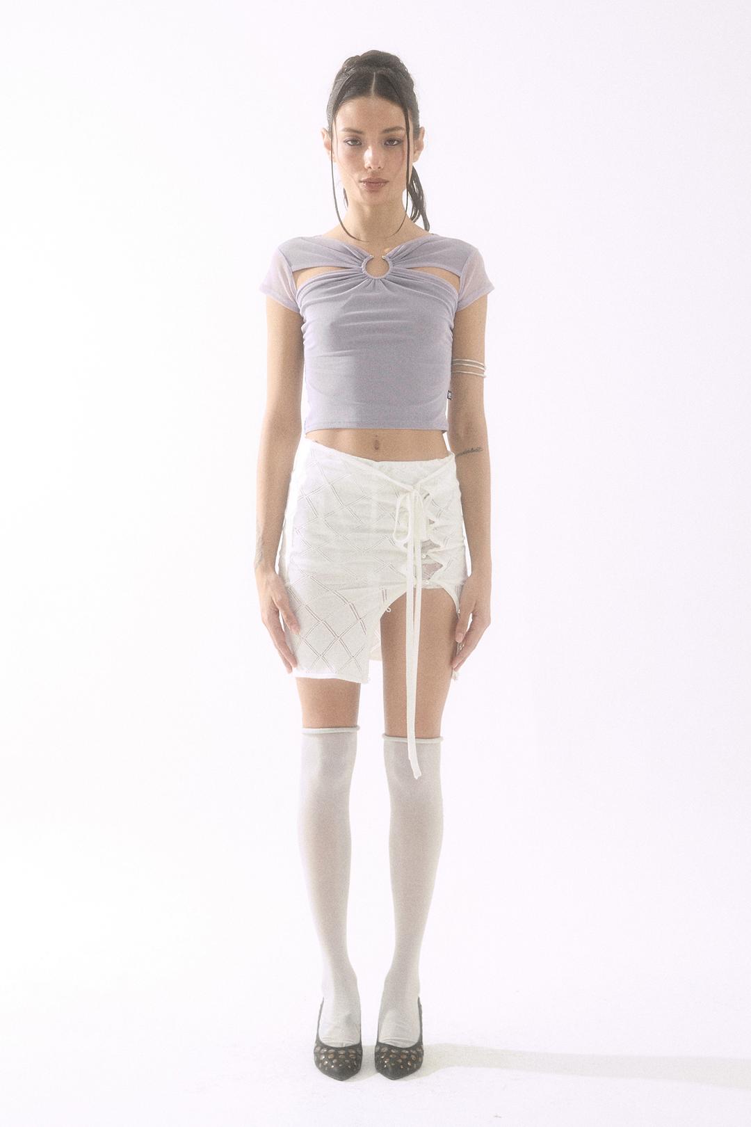 Cut-Out Piercing Crop Top Pale Violet