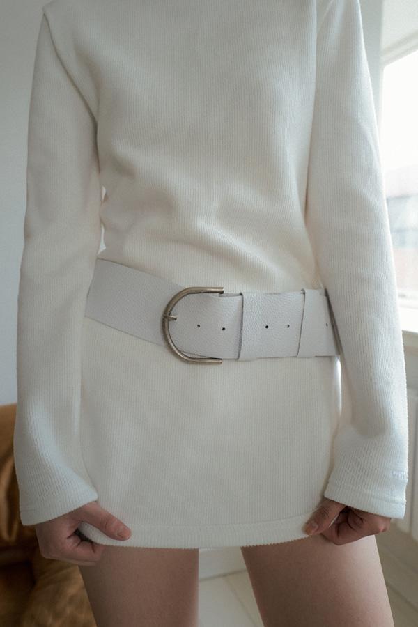 COW LEATHER WIDE BELT_WHITE