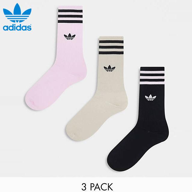 아디다스 오리지널 크루 삭스 3 pack 세트 양말 베이지/오키드퓨전