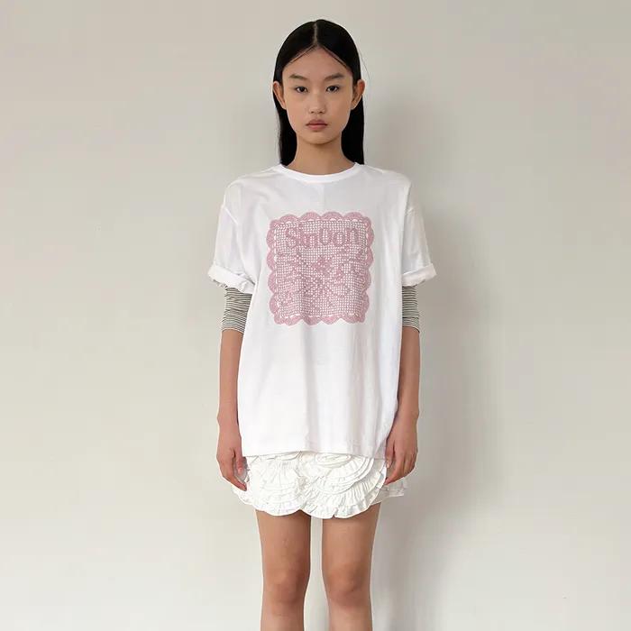 [29CM단독] Pink X Sinoon Crochet T-Shirt (White)