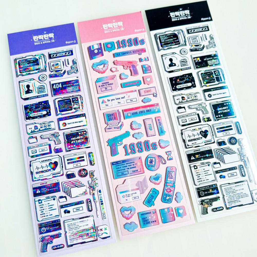 판짝판짝 윈도우 3종 씰스티커 다이어리꾸미기 문구 폴꾸 다꾸 스꾸