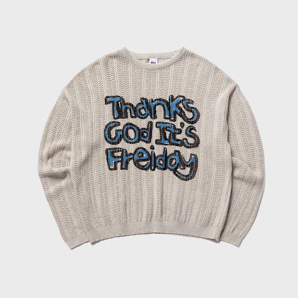 코튼 블렌디드 슬로건 니트(LIGHT GREY)