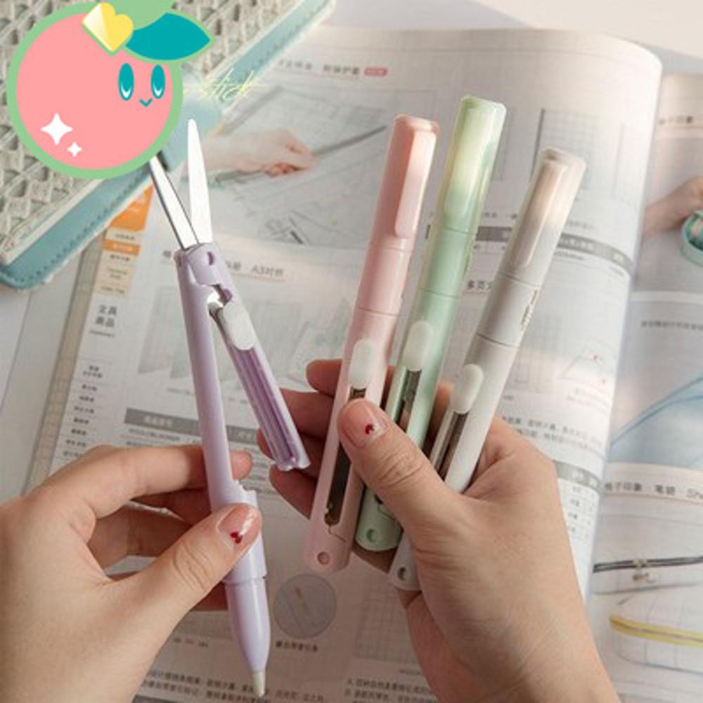 파스텔 휴대용 미니 가위 칼 세트 다이어리 꾸미기 다꾸 펜칼 문구칼 접이식 문구가위