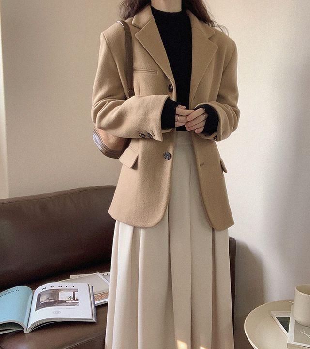 [울50] 바오 오버핏 블레이저 겨울 하프 울자켓_룩앤무드