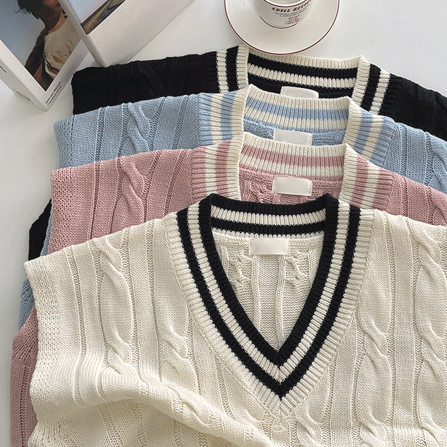 [1+1할인,NEW컬러] 꽈배기 캐쥬얼 오버핏 조끼 (4color)