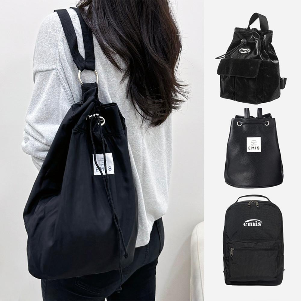 이미스 뉴로고 미니 와펜 포켓 레더 백팩