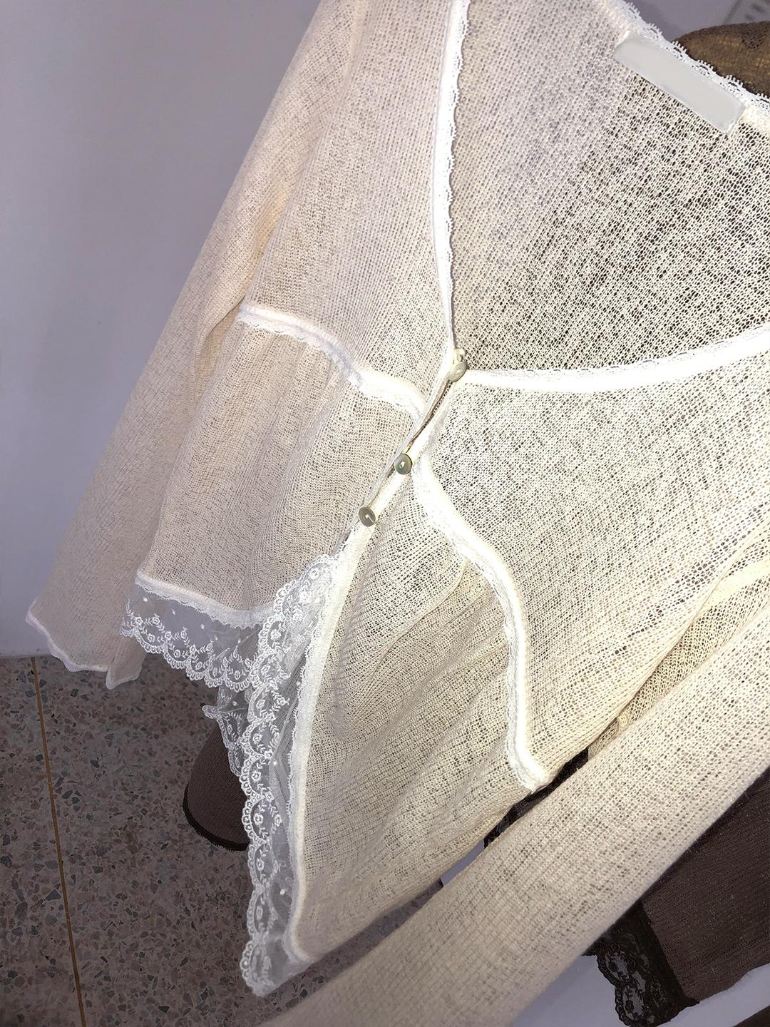 grandma linen cardigan (2color)