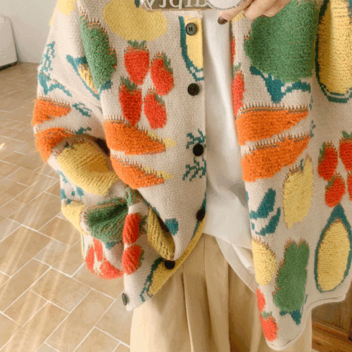 오버핏 당근니트 가디건