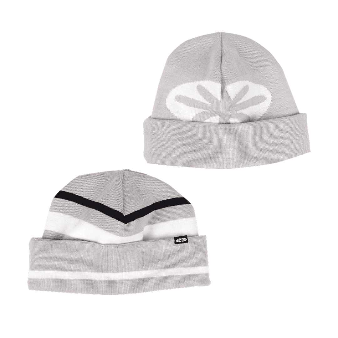 Reversible Stripe Beanie Light Grey