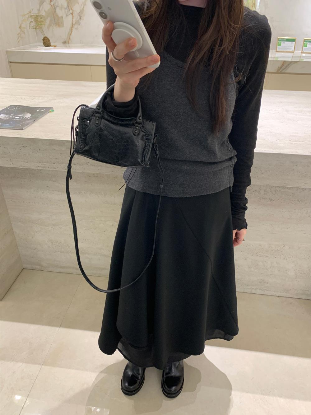 [리어스 제작] 드빌 울 레이어 스커트 (black)