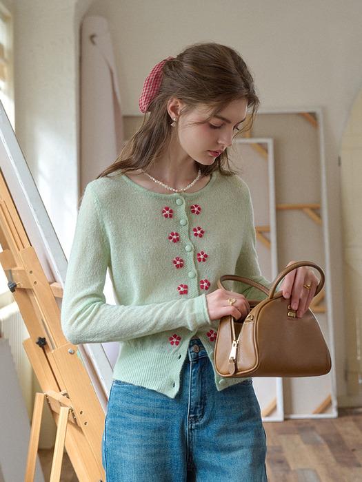 SR_Crew neck knitted cardigan_2color