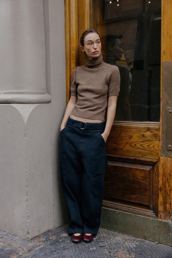 벌룬 쇼트 슬리브 니트 스웨터