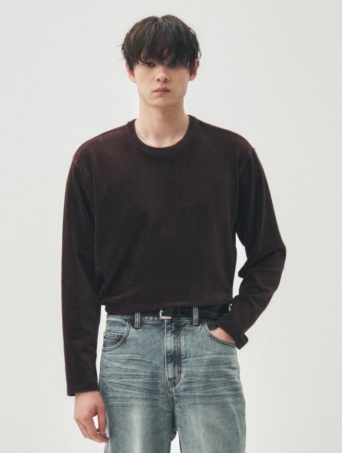 벨루아 크롭 롱 슬리브 [다크브라운]