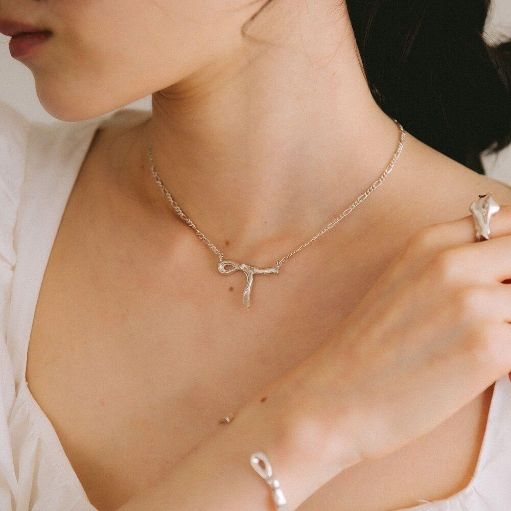 [tomar] Casual ribbon necklace