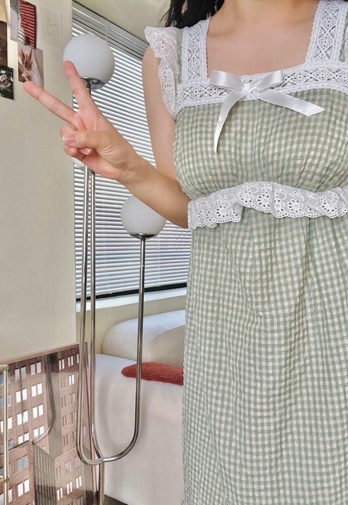 앨리스 체크 민소매 파자마