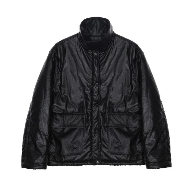 STRING FUR LEATHER JUMPER_BLACK