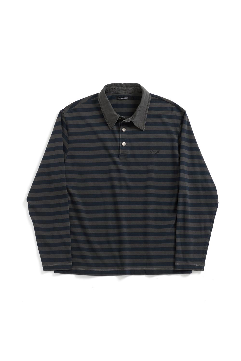 VTG Stripe Polo Tee Dyed Blue