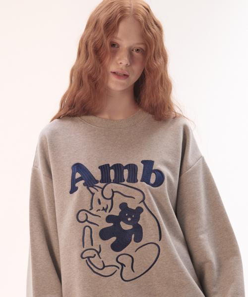 엠블러(AMBLER)  Cozy cat 자수 맨투맨 티셔츠 AMM1305 (멜란지) - 사이즈 & 후기 | 무신사