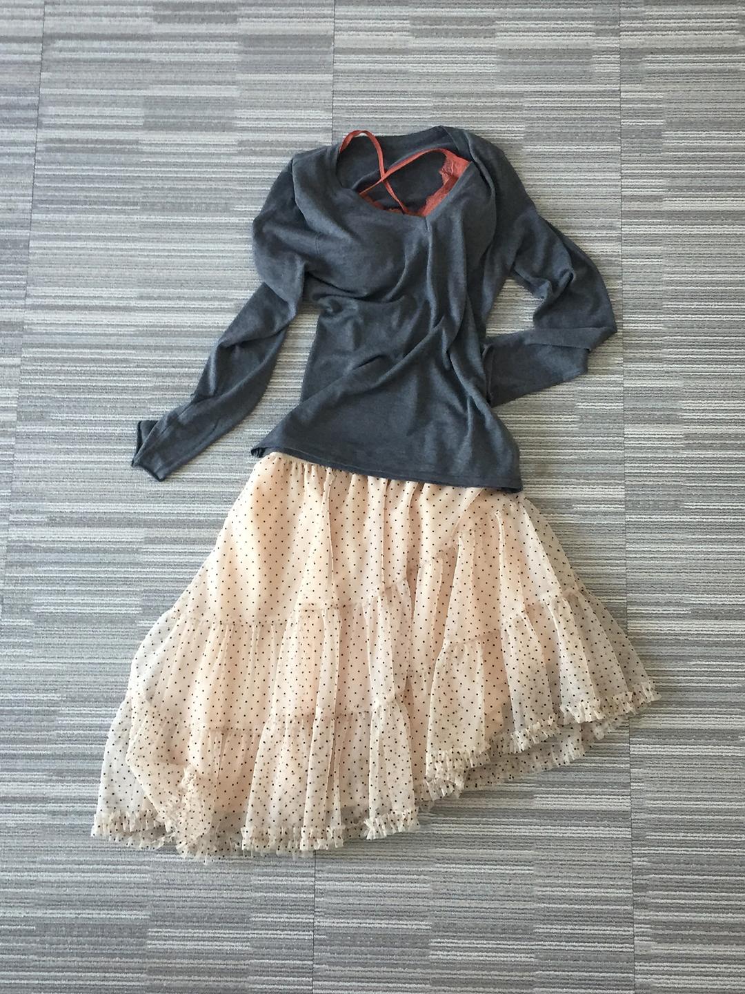 Dot Cancan Midi Skirt (3color)