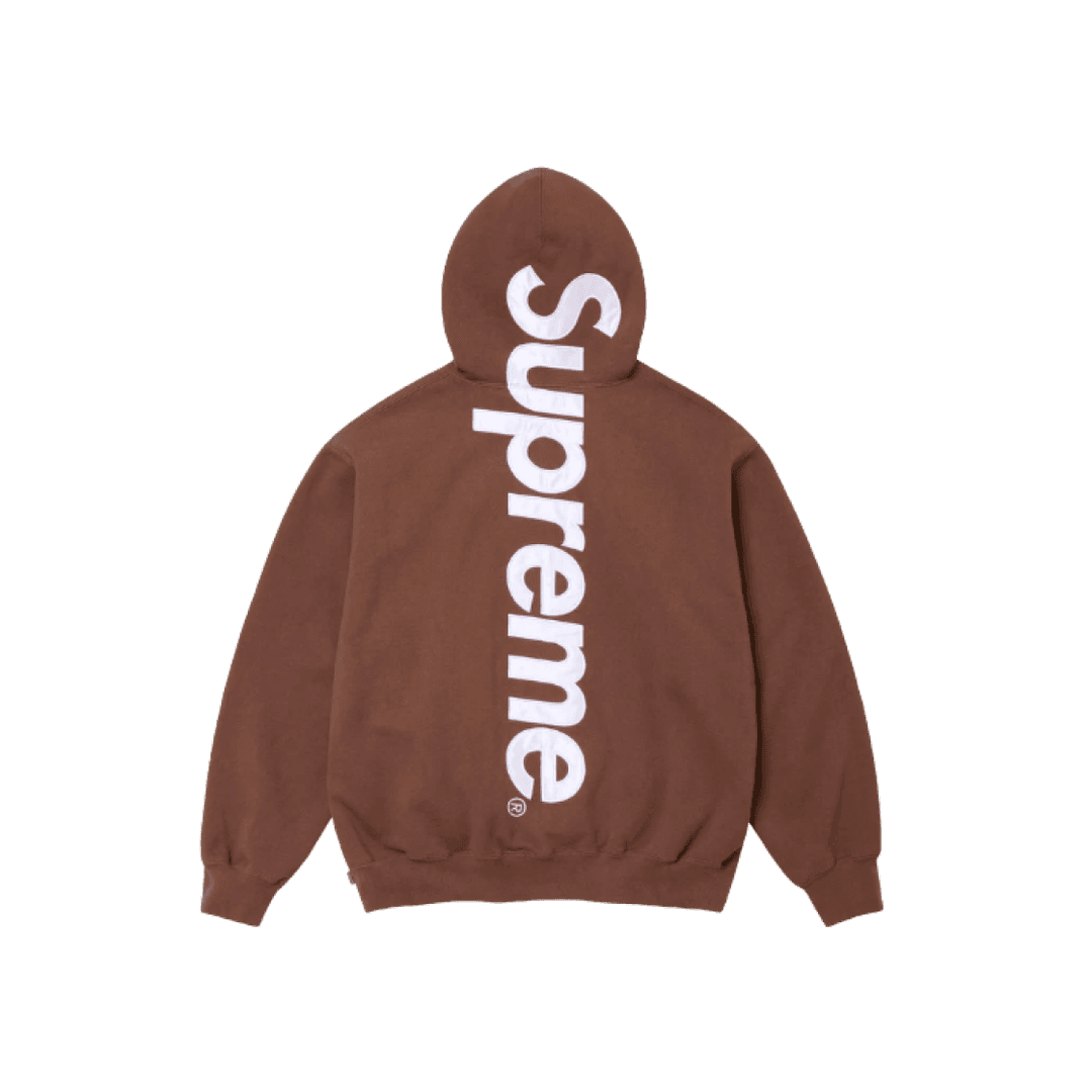 Supreme Satin Applique Hooded Sweatshirt Brown - 24FW