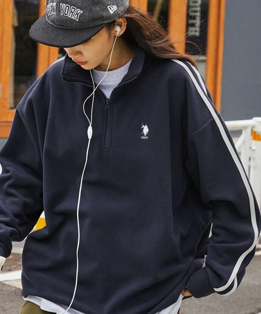 U.S. POLO ASSN 원포인트 자수 사이드라인 하프집업