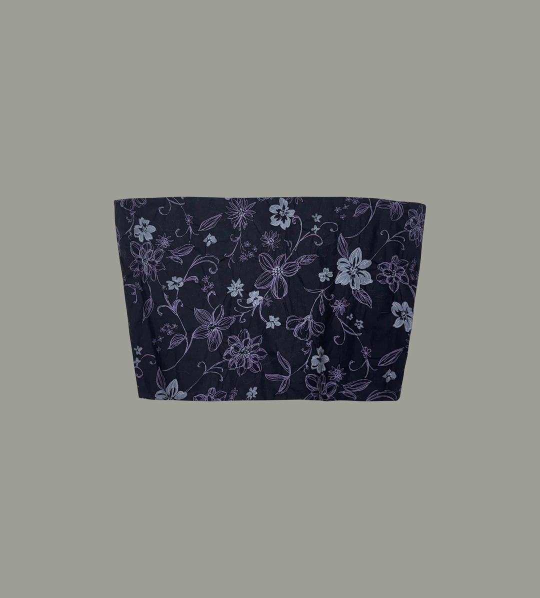 flower tube top-black