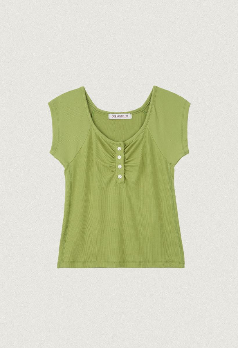 Willow shirring t-shirt_Garden green(O25-TP11)