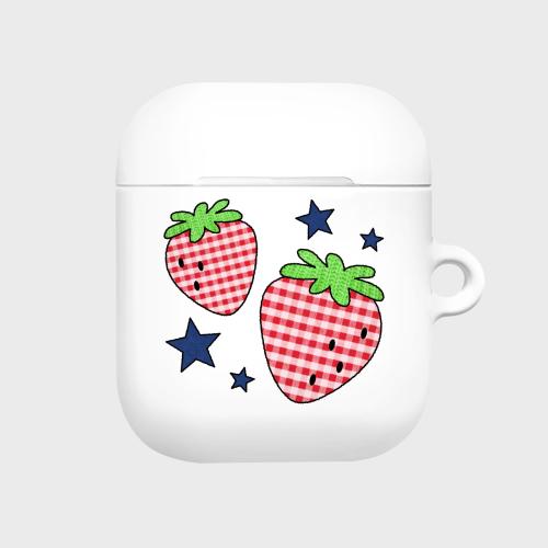 체크 스트로베리 스타-화이트(에어팟-하드)