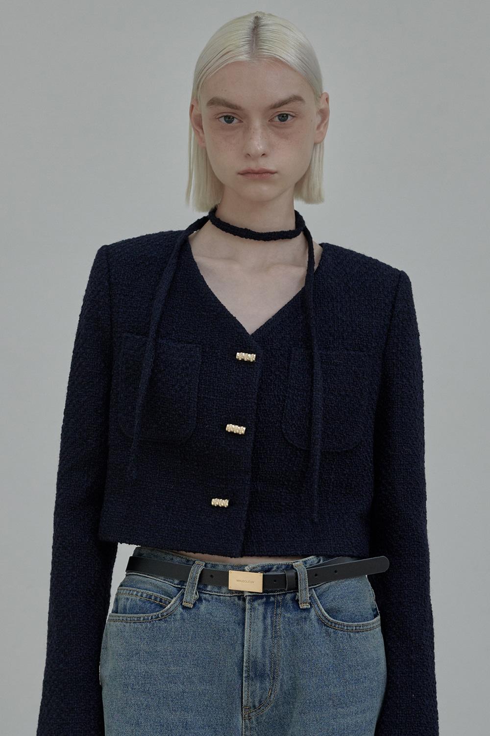 [2차 리오더]Nelson tweed string jacket-Navy