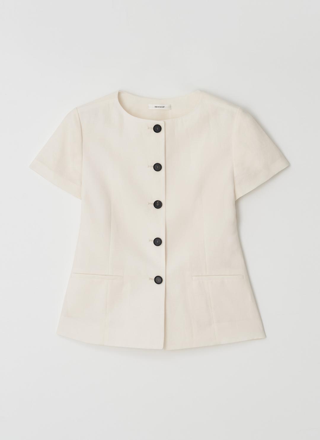 (3차 리오더) Linen boat-neck jacket_cream (7/18 이내 출고)