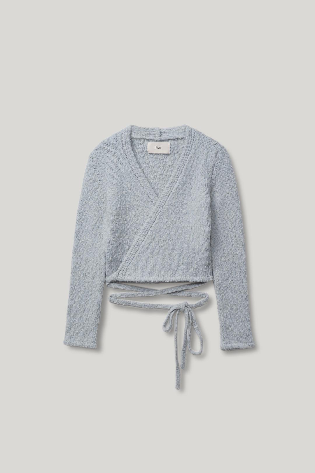 부클 랩 니트 가디건 _ mint