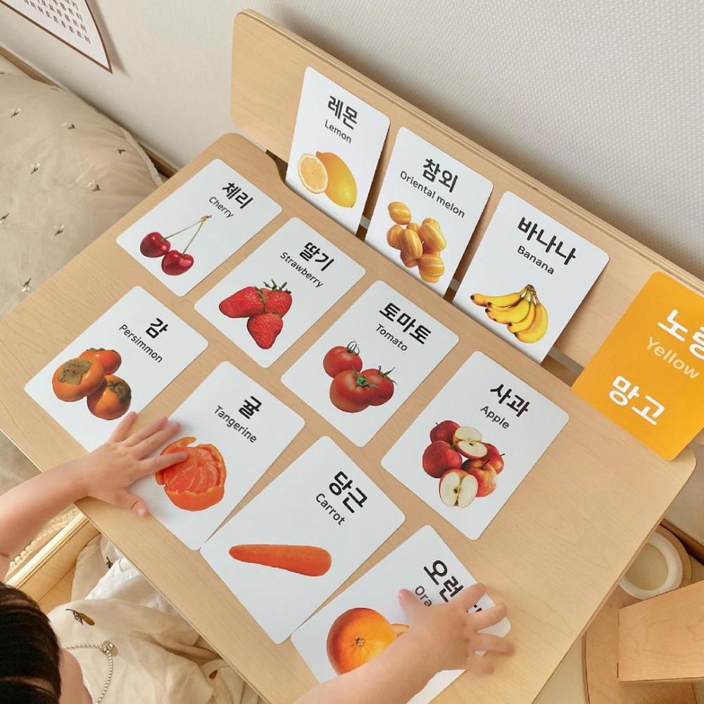 양면 아기 낱말 카드 동물&과일/채소 (한글 영어 색깔 컬러 카드)