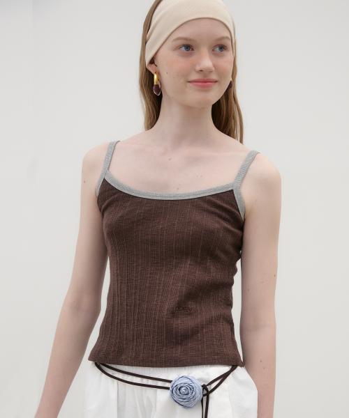 Ringer Sleeveless Top - Brown/Grey