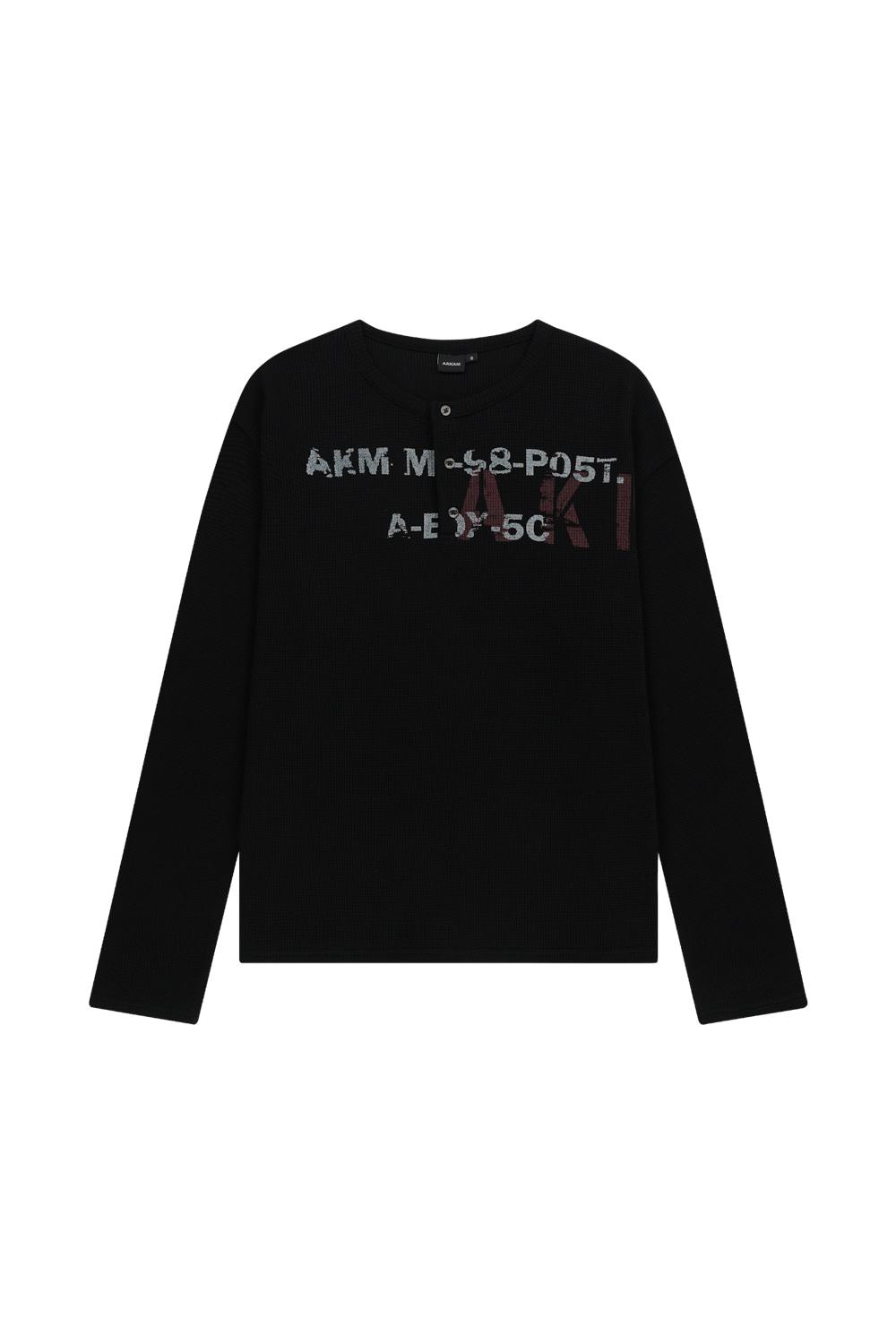 Waffle Henry Neck Long Sleeve (Black)