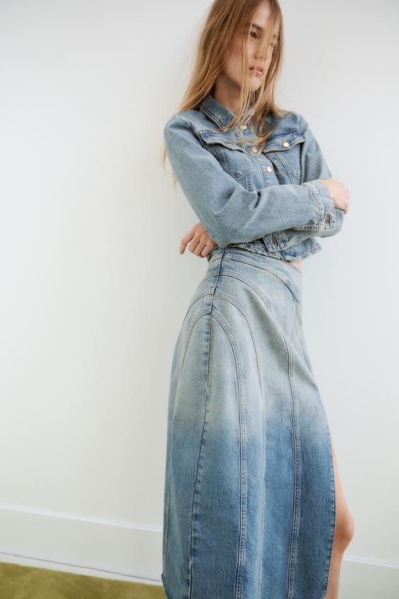 Z1975 데님 미디 스커트