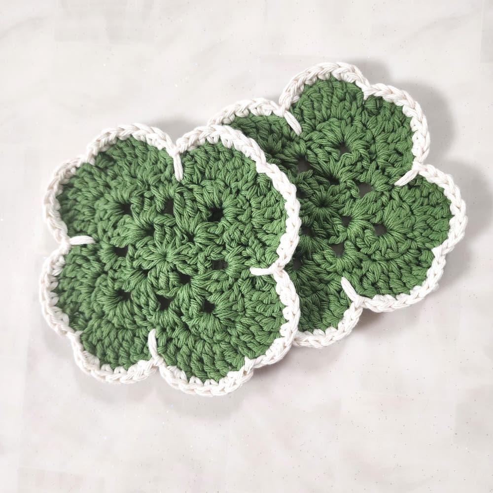 핸드메이드  손뜨개  네잎클로버 티코스터/컵받침