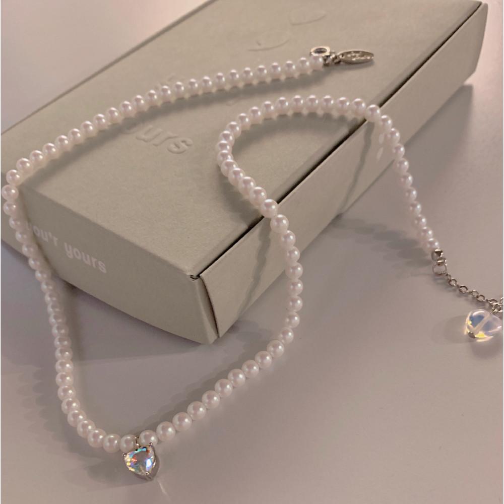 유어 마이 러브 목걸이 you are my love necklace 진주 큐빅 하트 문스톤 오로라 투웨이