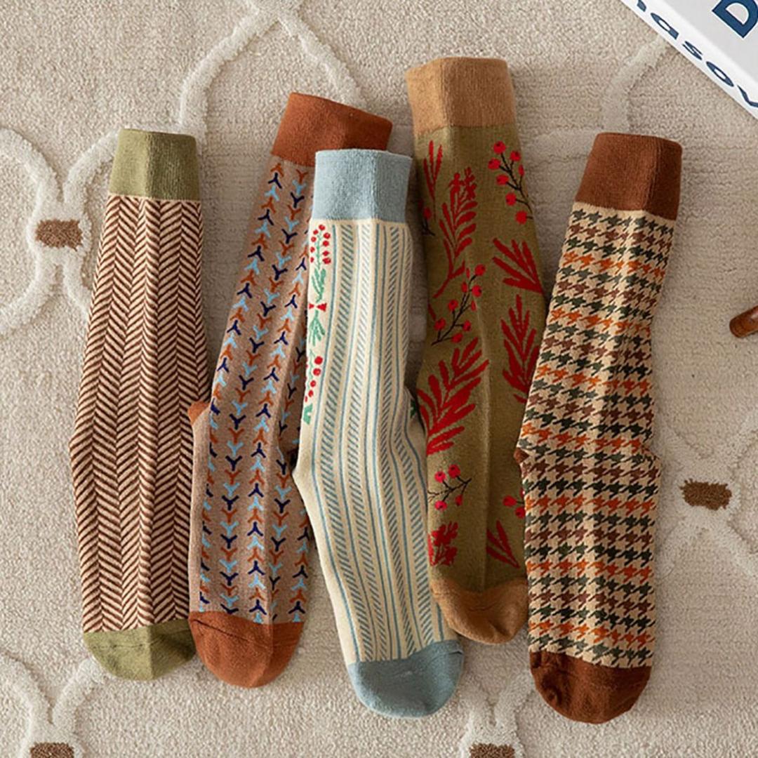 에이블삭스 체크 패턴 유니크 패션 여성양말 5종세트 - 양말 | 쿠팡