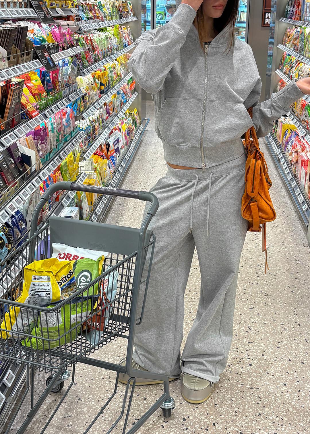 블랙업 [B-BASIC] 미드스웨트 컷팅 와이드 팬츠