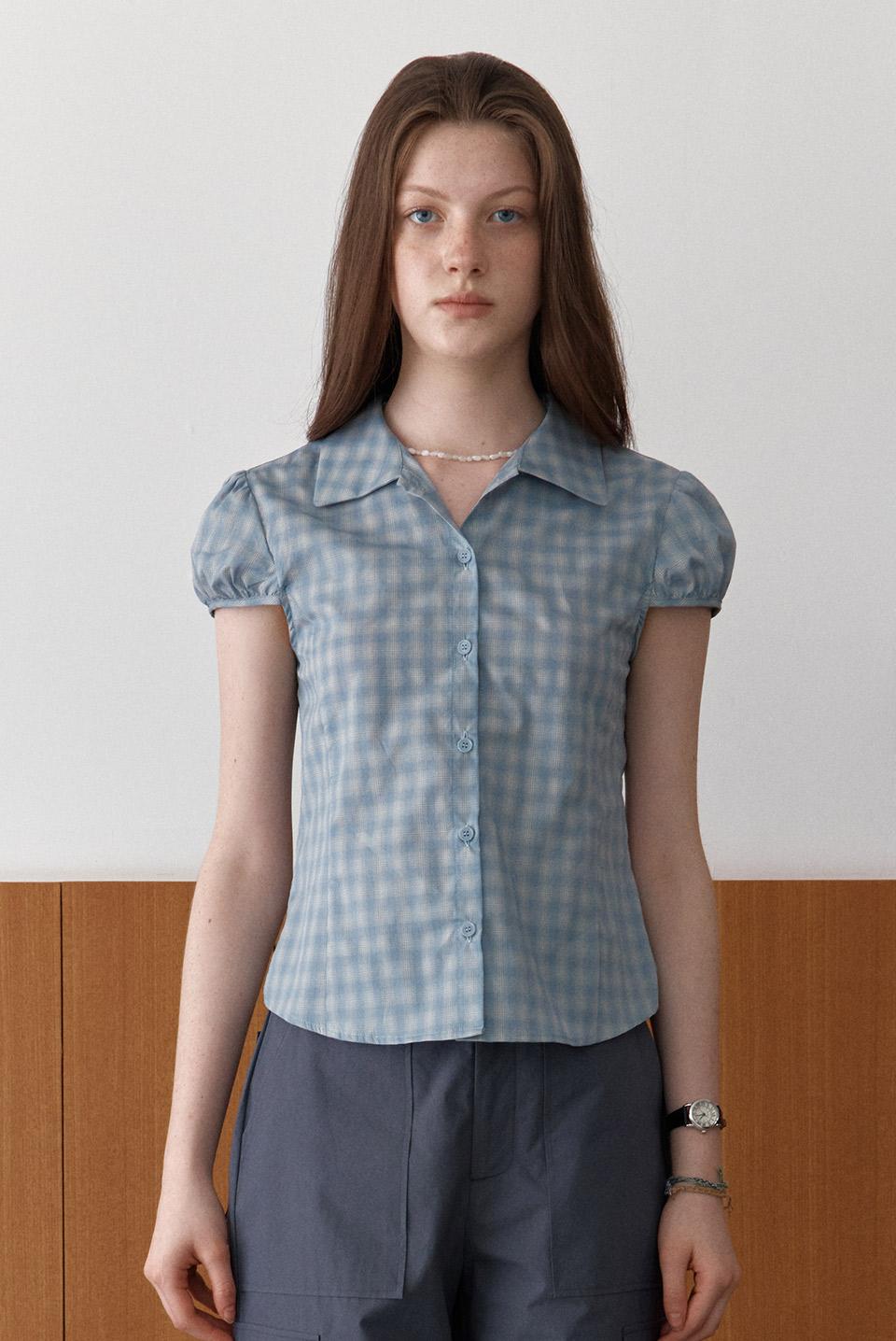 pac blouse - blue check